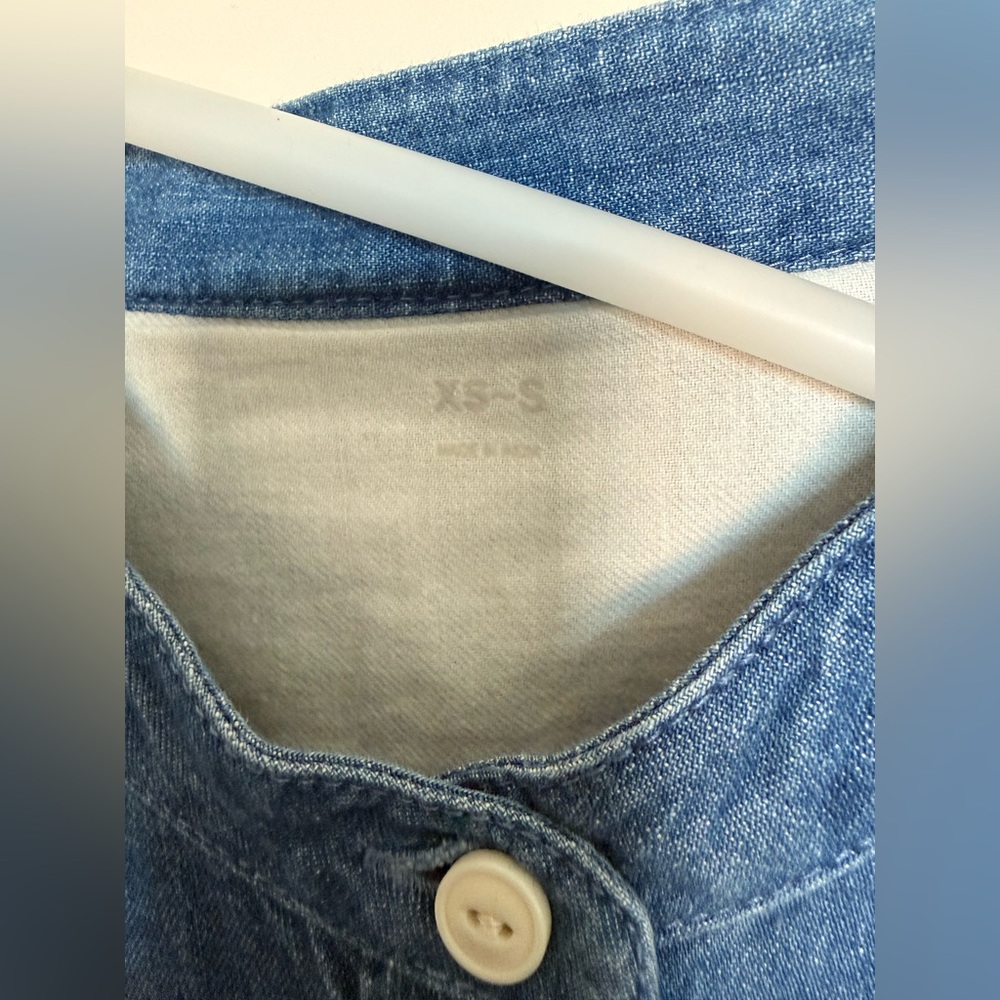 MUJI Organic Indian Cotton Denim Stand Collar Dress, XS-S, New Without Tags - Picture 3 of 3